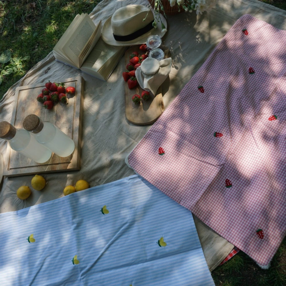 Travel Mat & Blanket Set - Strawberry Picnic Pup