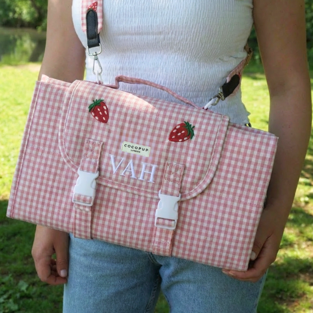 PERSONALISED Travel Mat - Strawberry Picnic Pup