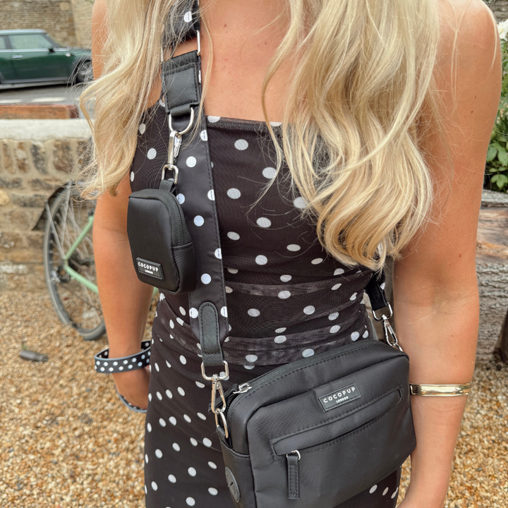 Dog Walking Black Bag Bundle - Satin Polka Dot