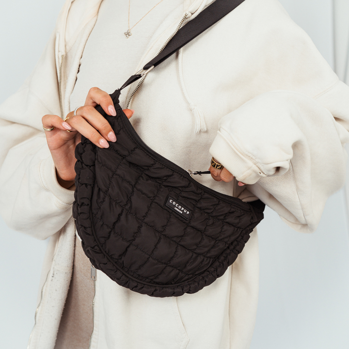 Crossbody Crescent Dog Walking Bag - Onyx