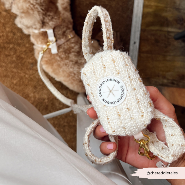 Vanilla Textured Tweed Poop Bag Holder