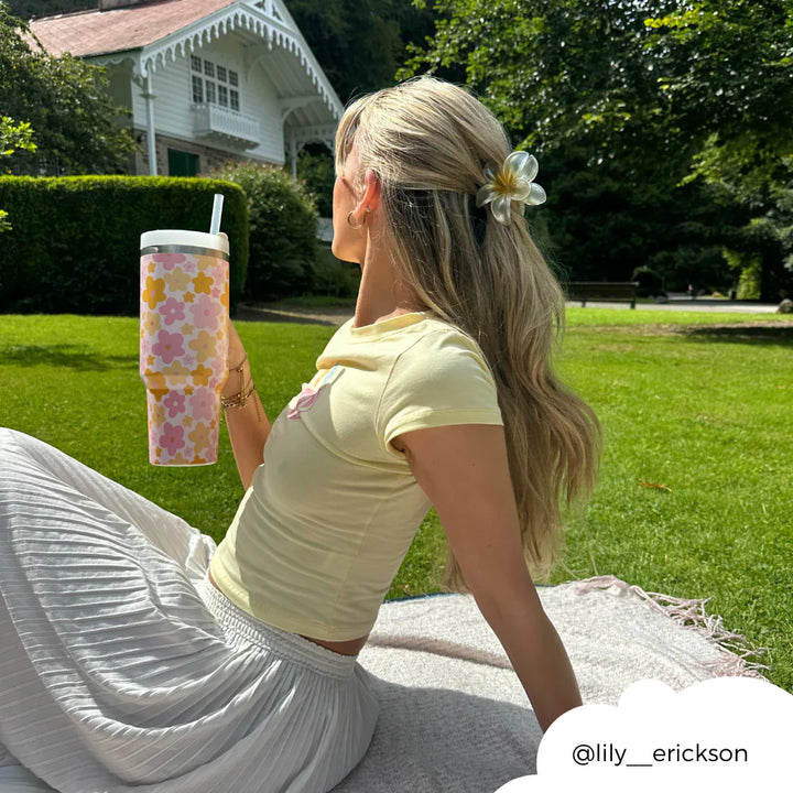 Pink & Orange Bloom Stainless Steel Tumbler - By Coconut Lane