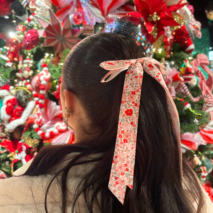 Christmas Flowers Ribbon Bow Clip - By Coconut Lane