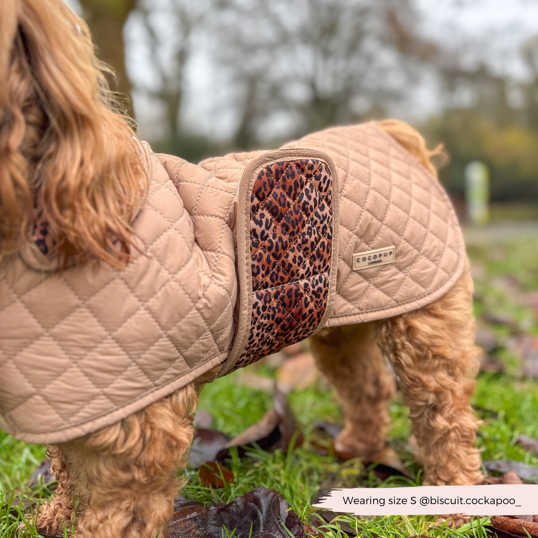 LUXE Quilted Dog Coat - Leopard Pup