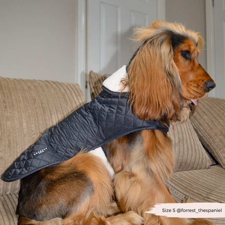 LUXE Quilted Dog Coat - Midnight Black