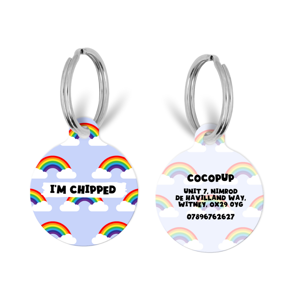 Personalised 'I'm Chipped' ID Tag - Over the Rainbow