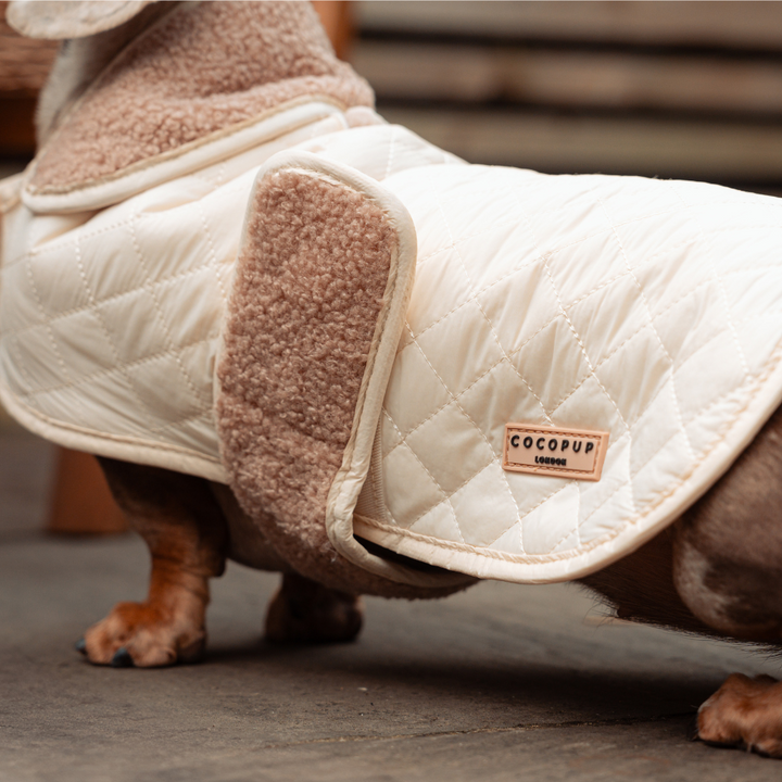 LUXE Quilted Dog Coat - Creamy Chai