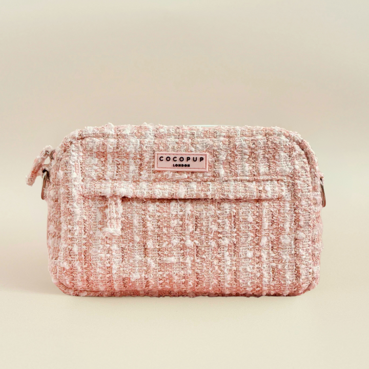 Dog Walking Bag - Pink Textured Tweed
