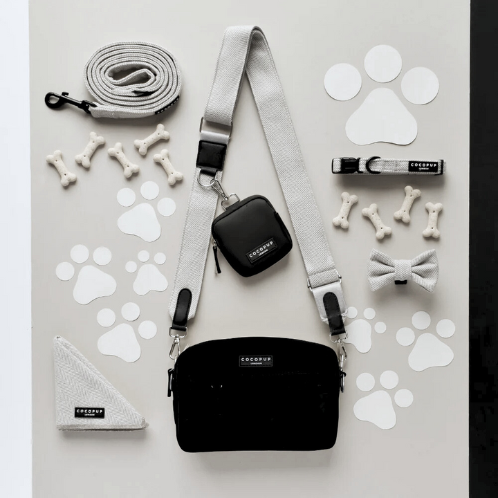 Dog Walking Black Bag Bundle - Grey Tweed