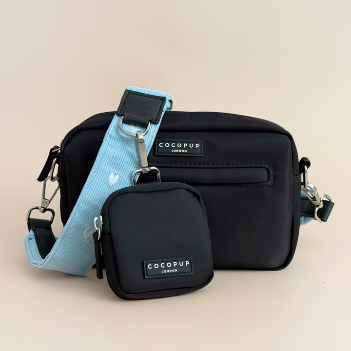 Dog Walking Black Bag Bundle - Blue Heartstrings Cord