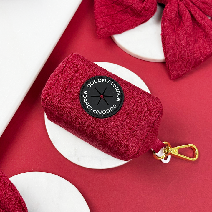 Cable Knit Poop Bag Holder - Mulled Wine