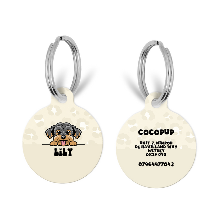 Personalised Dog Cartoon ID Tag - Nude Chic Leopard