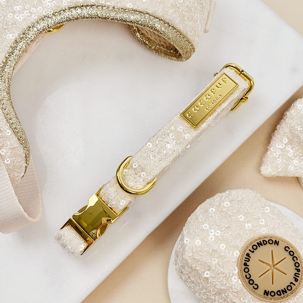 Limited Edition Sparkle Season Gold Adjustable Neck Harness, Lead & Collar Bundle