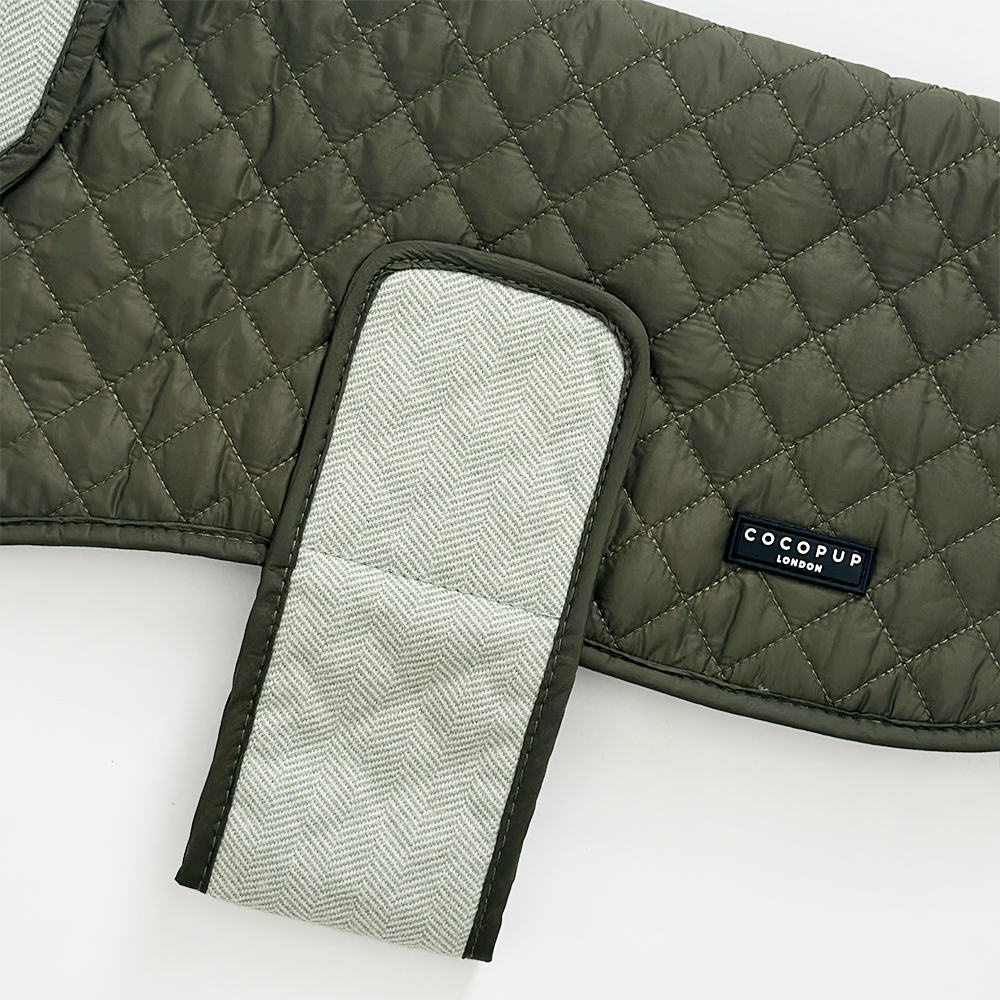 LUXE Quilted Dog Coat - Country Khaki