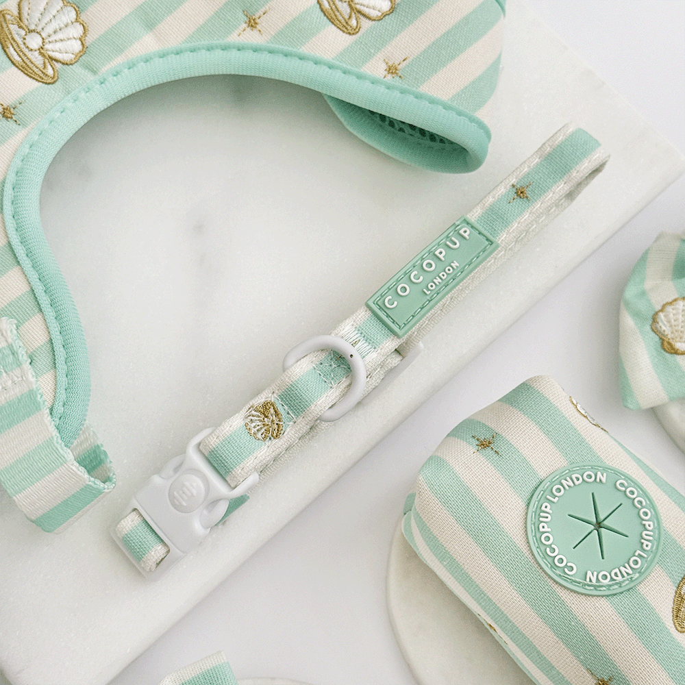 Mermaid Pearl Pup Adjustable Neck Harness, Lead & Collar Bundle