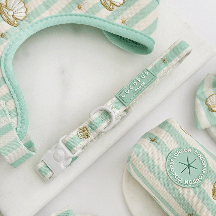 Mermaid Pearl Pup Adjustable Neck Harness, Lead & Collar Bundle