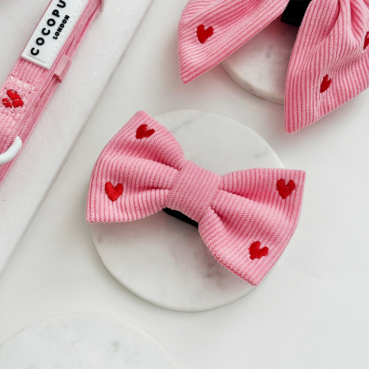 Pink Heartstrings Cord Bow Tie