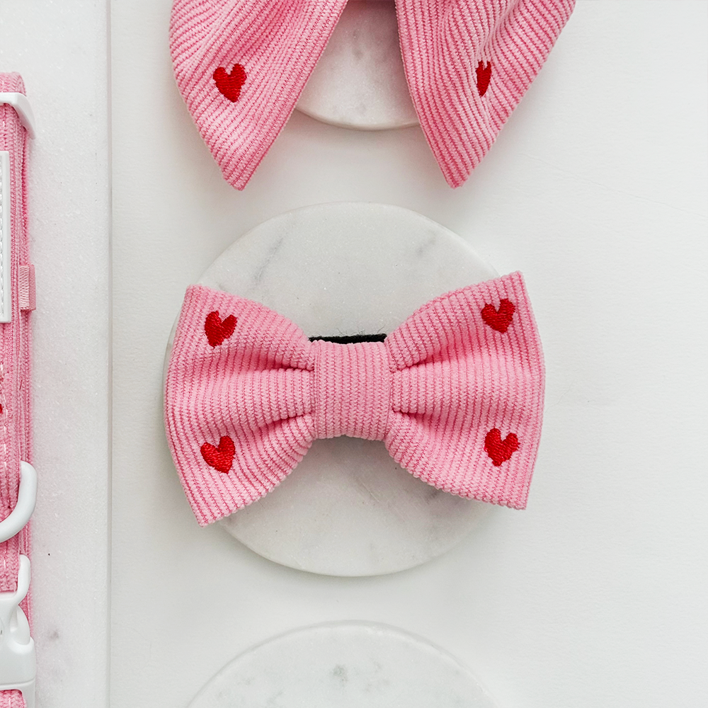 Pink Heartstrings Cord Bow Tie
