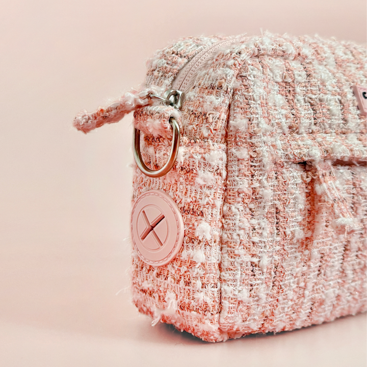 Dog Walking Bag - Pink Textured Tweed
