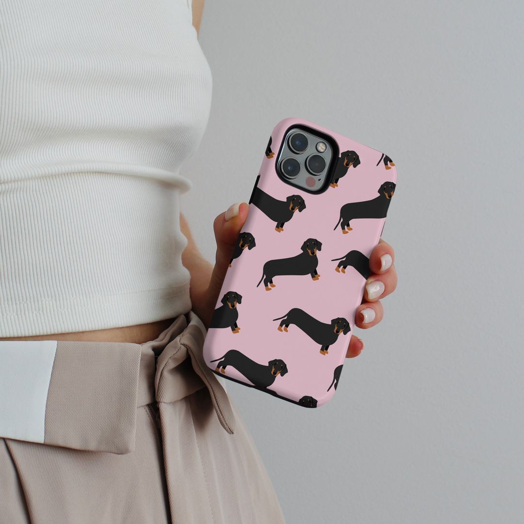 Tough Phone Case - Pink Dachshund