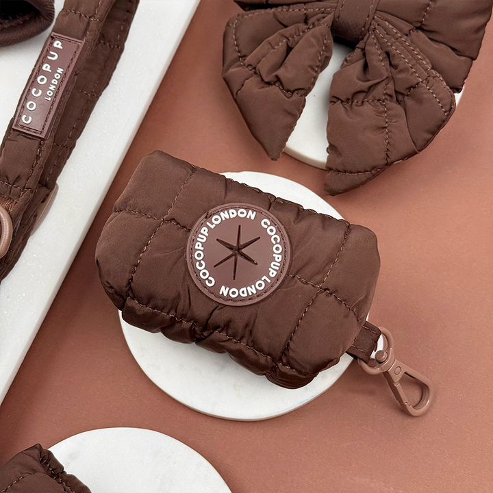Espresso Quilted Poop Bag Holder