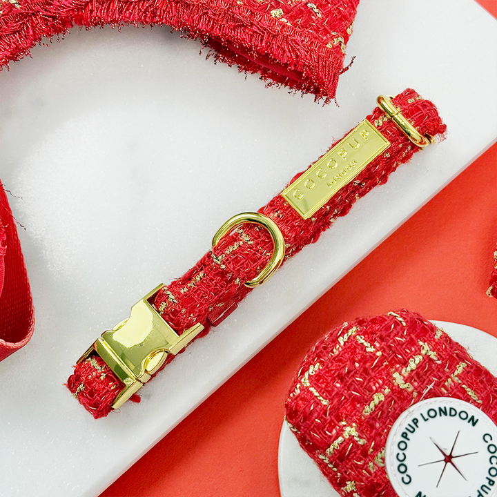 Red Textured Tweed COLLAR