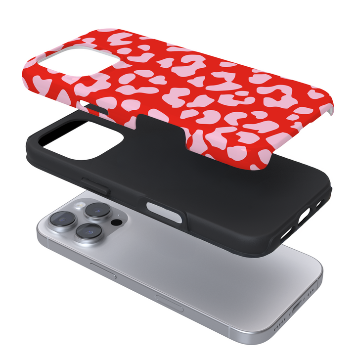 Tough Phone Case - Red & Pink Leopard