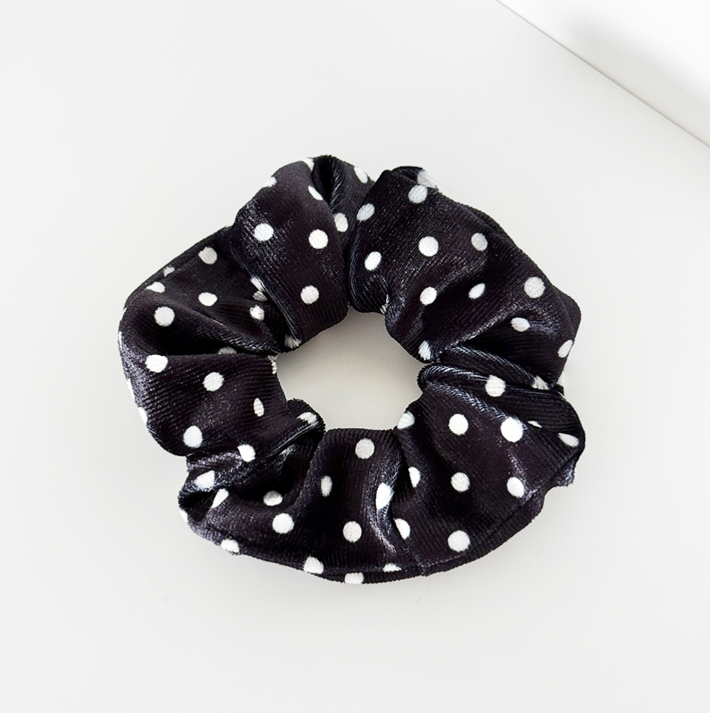 Black Polka Dot Scrunchie by Coconut Lane