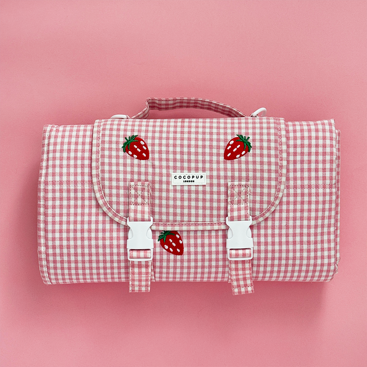 Travel Mat & Blanket Set - Strawberry Picnic Pup