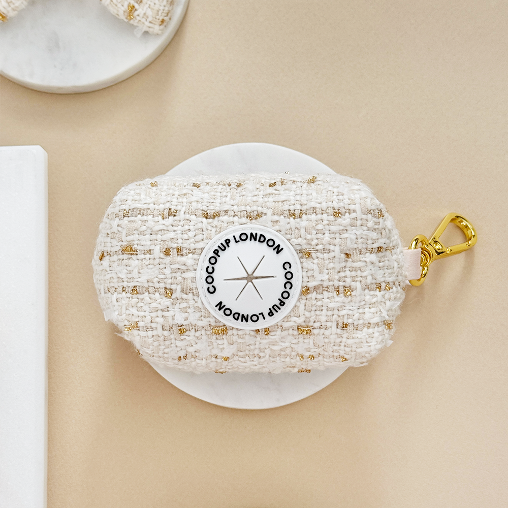 Vanilla Textured Tweed Poop Bag Holder