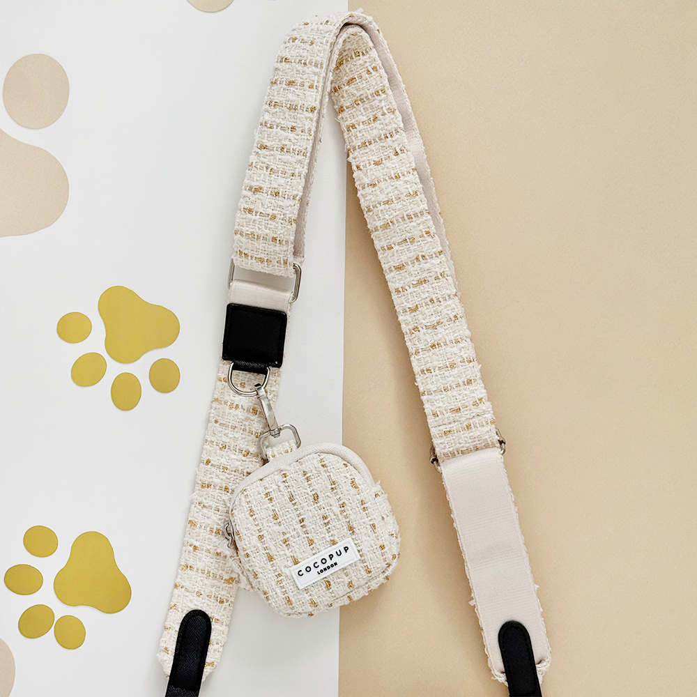 Vanilla Textured Tweed Dog Walking Bag Bundle - Vanilla Textured Tweed