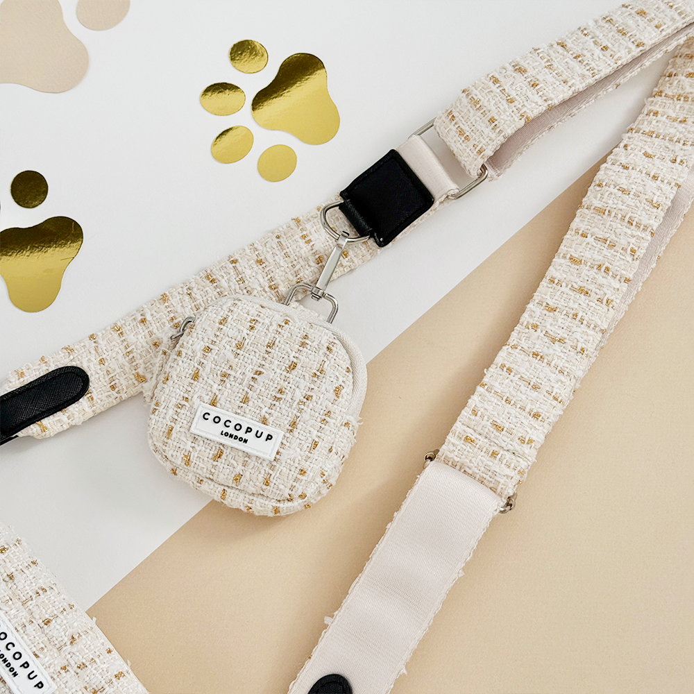 Vanilla Textured Tweed Dog Walking Bag Bundle - Vanilla Textured Tweed