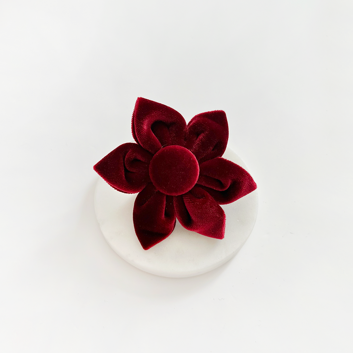 LUXE Velvet Berry Red Collar Flower