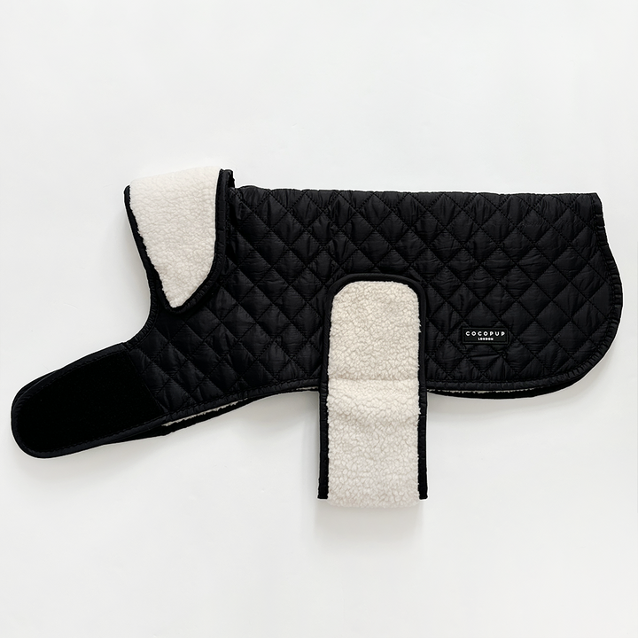 LUXE Quilted Dog Coat - Midnight Black