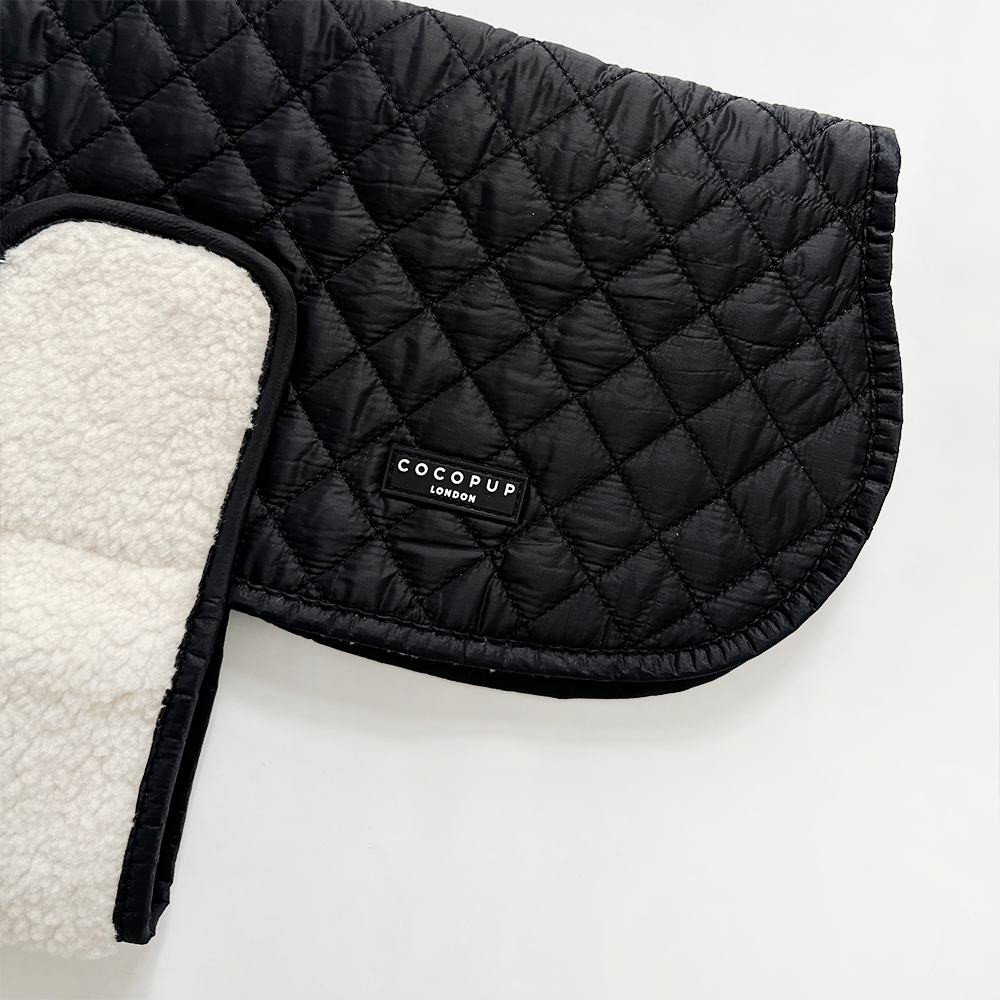 LUXE Quilted Dog Coat - Midnight Black