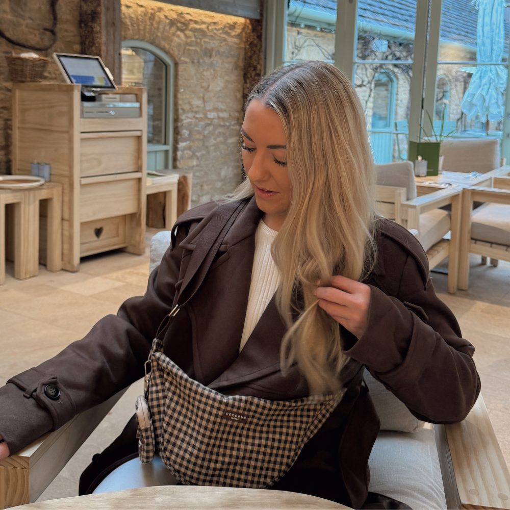 Crossbody Crescent Dog Walking Bag - Cotswold Check