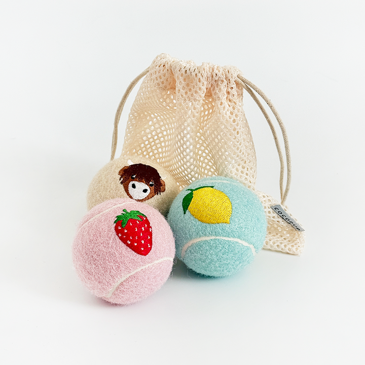 Embroidered Tennis Ball BUNDLE - Harold, Strawberry and Lemon