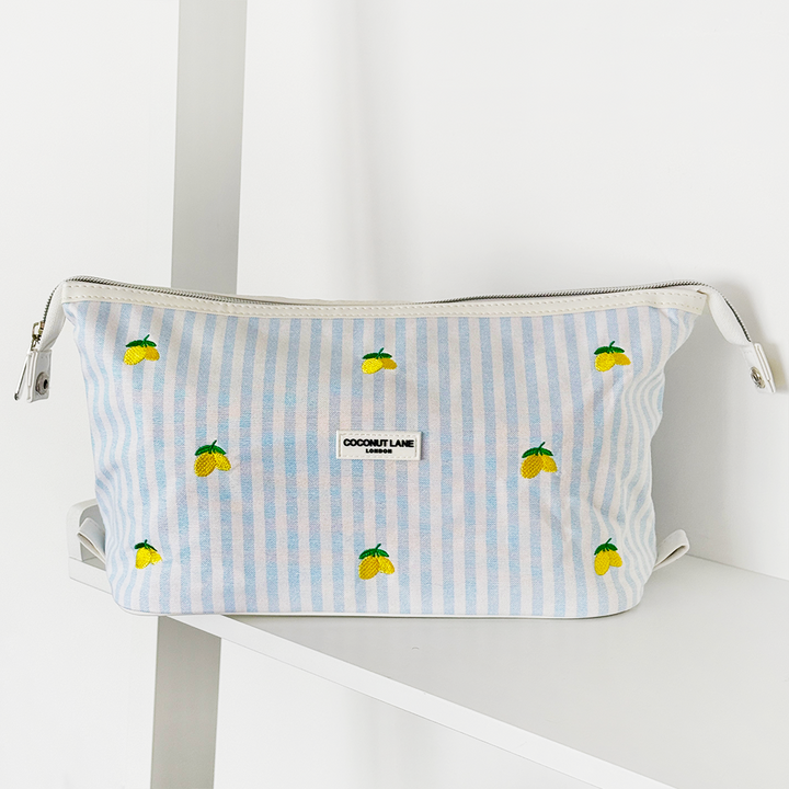 Living La Vida Lemon Expandable Makeup Bag - By Coconut Lane