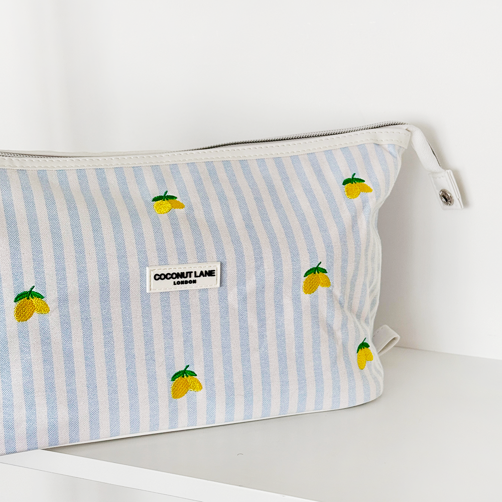 Living La Vida Lemon Expandable Makeup Bag - By Coconut Lane