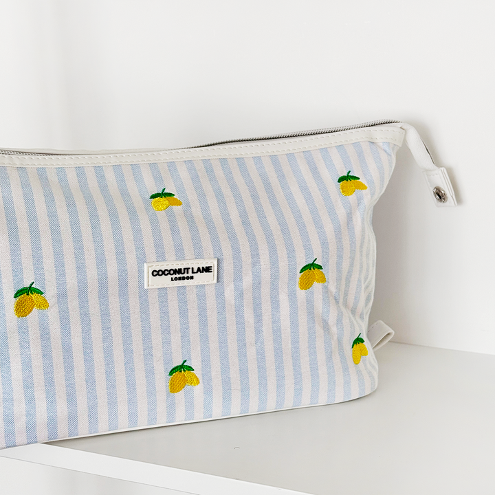 Living La Vida Lemon Expandable Makeup Bag - By Coconut Lane