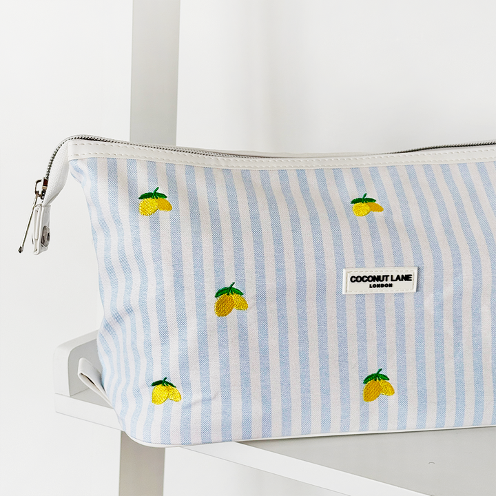 Living La Vida Lemon Expandable Makeup Bag - By Coconut Lane