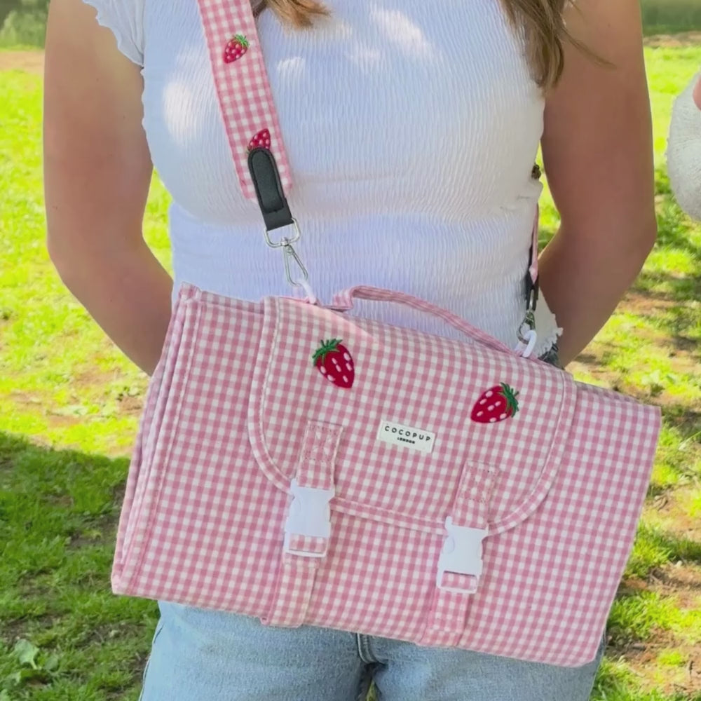 Travel Mat & Blanket Set - Strawberry Picnic Pup