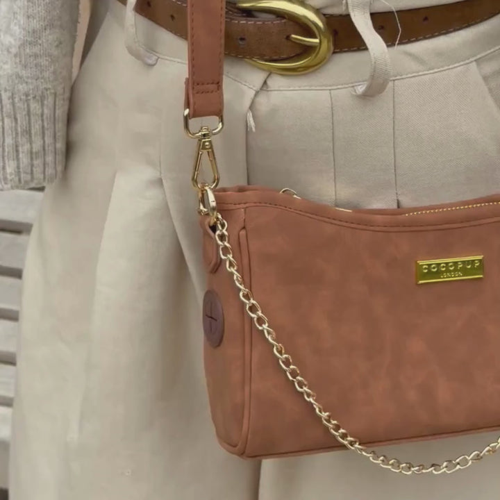 Dog Walking Bag - Tan Suedette